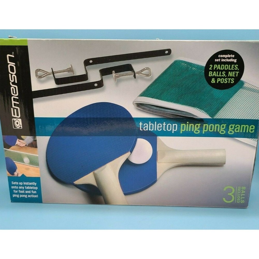 EMERSON TABLETOP PING PONG GAME 2 PADDLES BALLS NET AND POSTS NIB